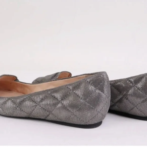 TORY BURCH Leila Quilted Metallic Flat, Size 8.5, Like New - Picture 2 of 9